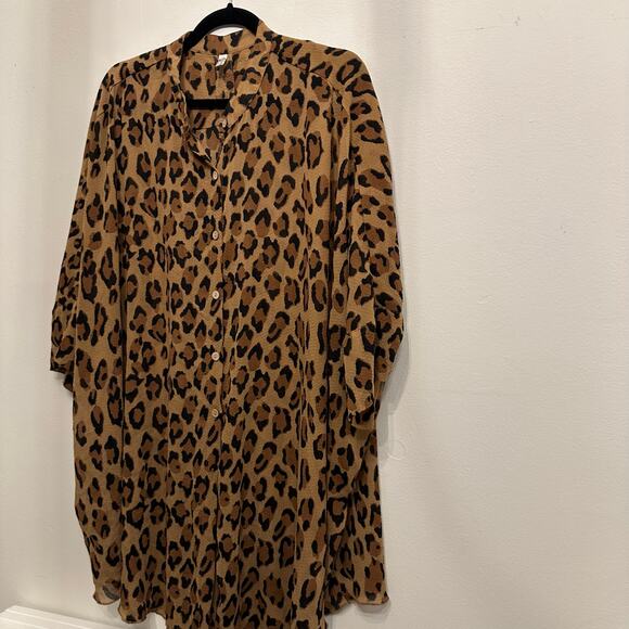 Free People Intimately Leopard Print Top Sleep Oversized Flowy Size L Boho - Picture 4 of 10